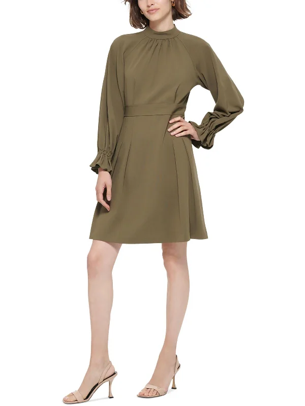 Womens Mock Neck Mini Wear to Work Dress