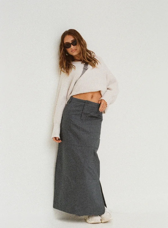 Devine Cargo Maxi Skirt Slate