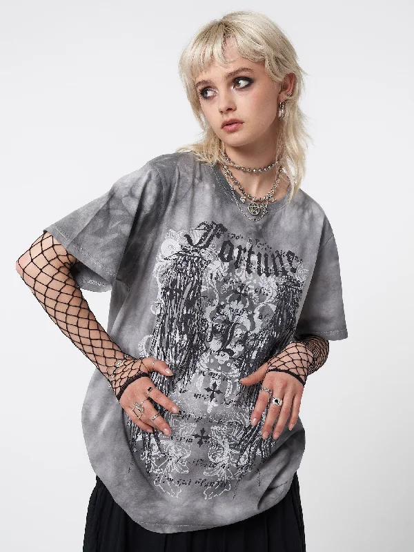 Fortune Wings Grey Tie Dye T-Shirt