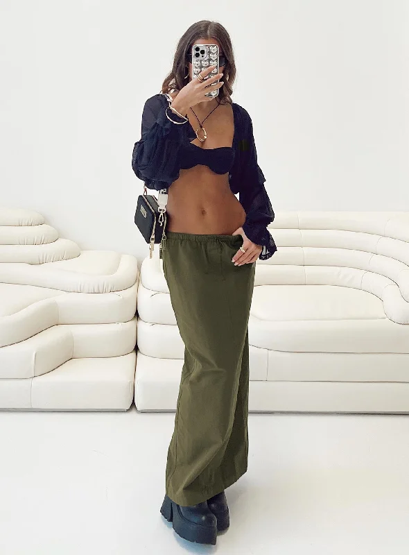 Geneve Maxi Skirt Olive Green