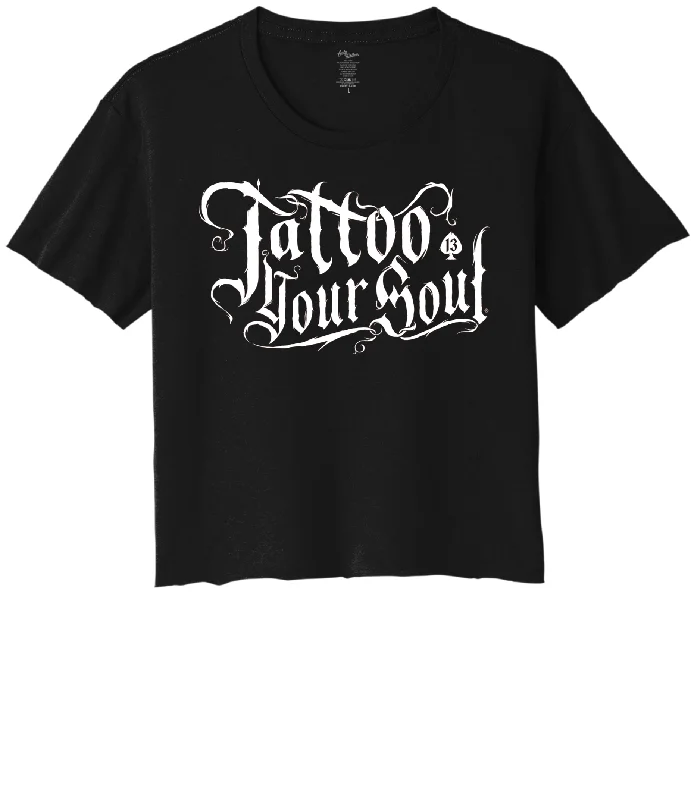 TATTOO YOUR SOUL Women's Crop Top Tee - BLACK/WHITE