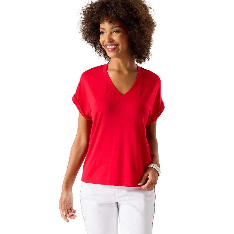 Tommy Bahama Women's Kauai Jersey V-Neck T-Shirt - Tango Red