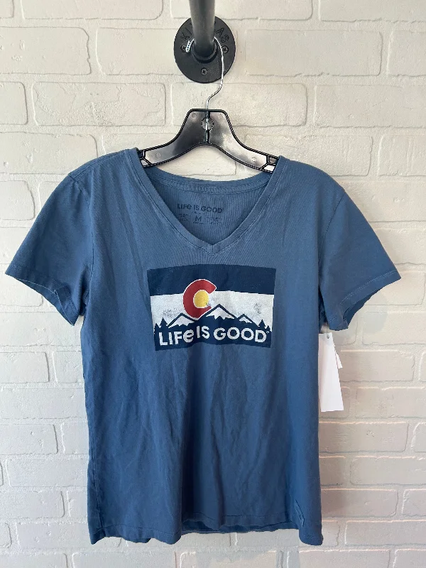 Top Short Sleeve By Life Is Good In Blue, Size: M