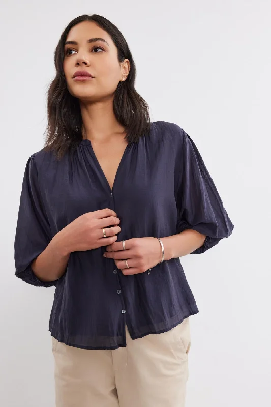 MEL SILK COTTON VOILE BUTTON-UP TOP