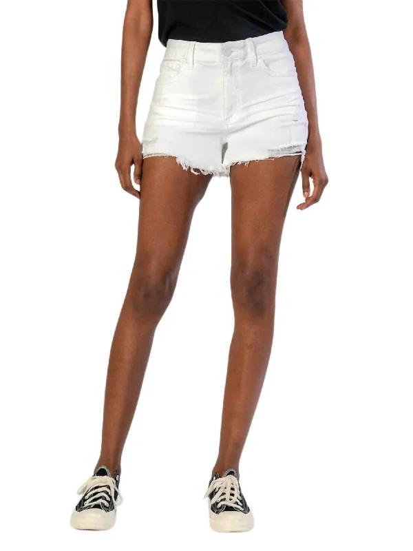 Jane High Rise Fray Short In Optic White