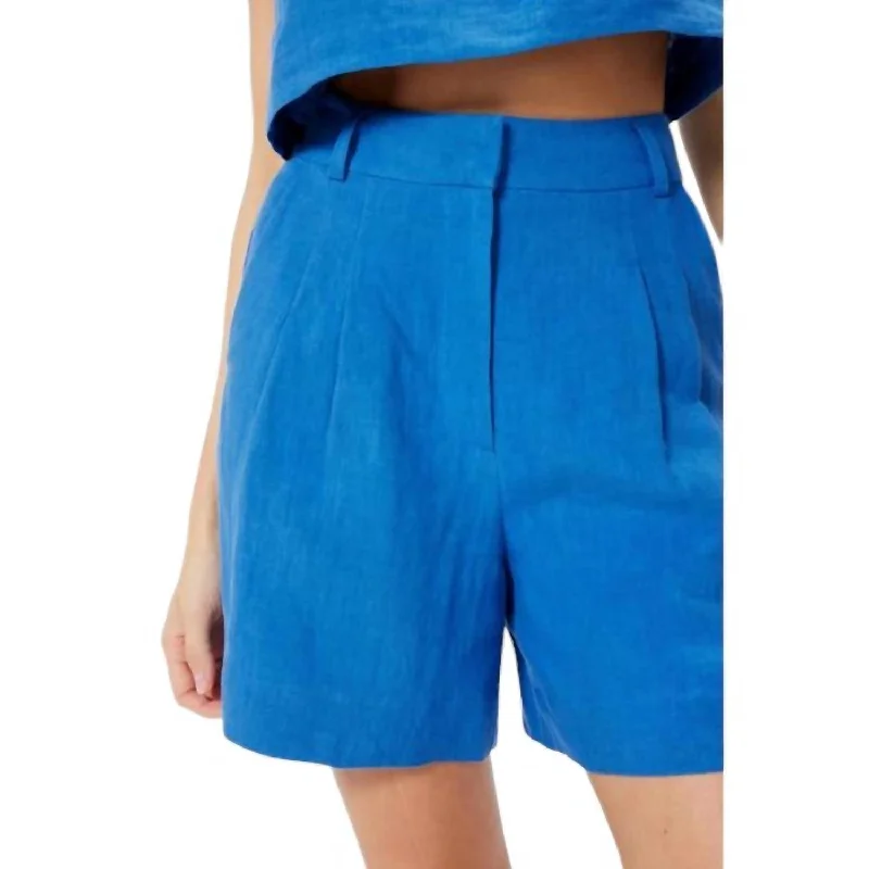 Women's Linen Shorts In Blue