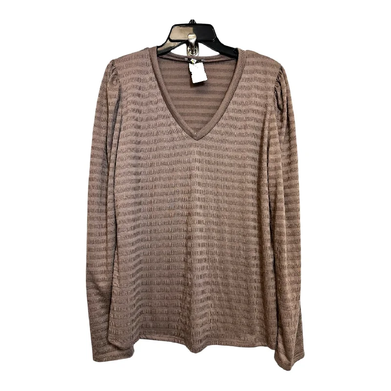 Top Long Sleeve Basic By White Birch In Chocolate, Size: 1x