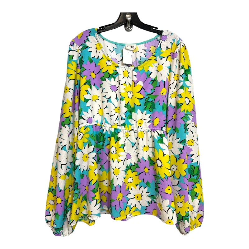 Top Long Sleeve By Bibi In Flowered, Size: Xl