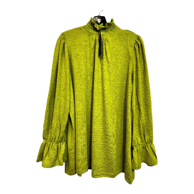 Top Long Sleeve By Diane Gilman In Green, Size: 2x