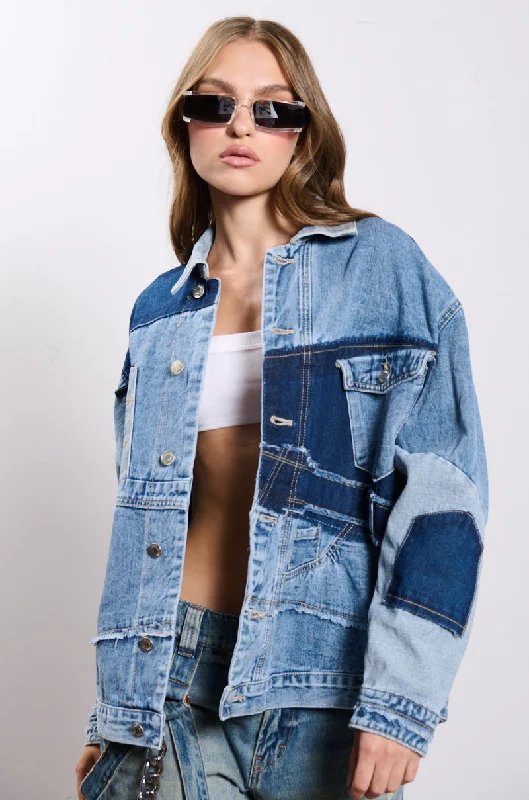 SCATTERED PATCHWORK OVERSIZED DENIM