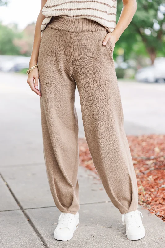 Ready For The Day Mocha Brown Knit Joggers